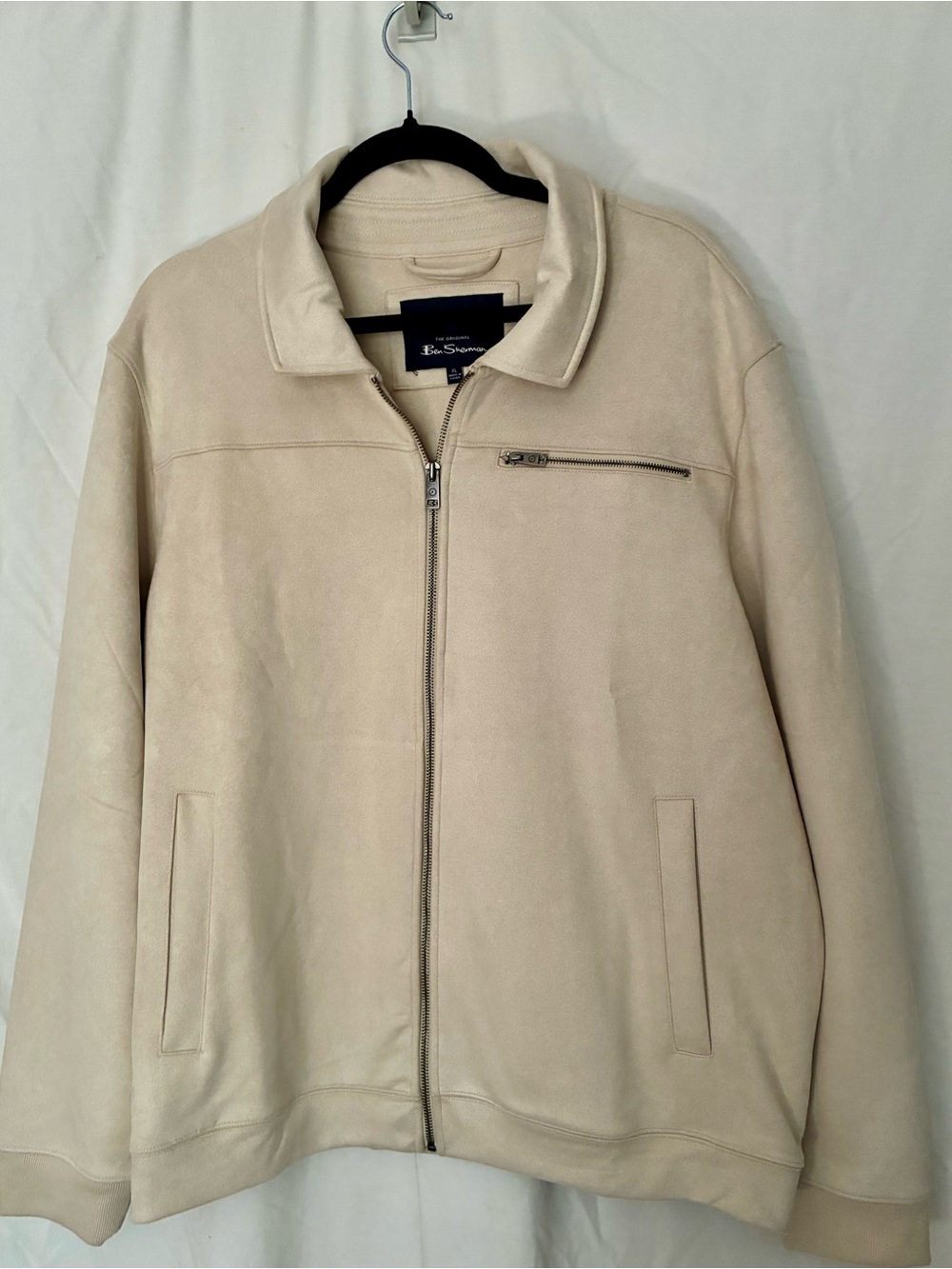 Ben Sherman Men's Light Cream Zip-Up Sweater Jacket